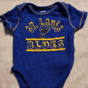 NHL St Louis Blues Hockey 0-3 Month One Piece Blue Short Sleeve With Logo